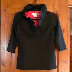 Gretchen Scott Designs Black Ruffled 3/4 Sleeve Blouse